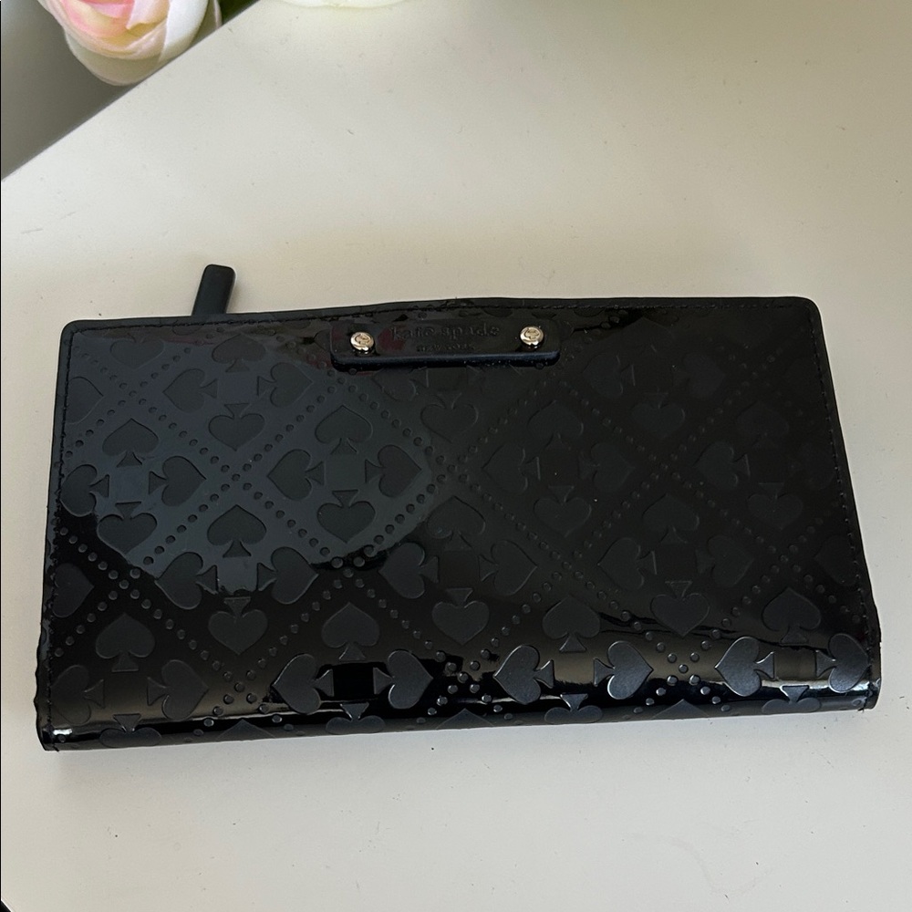 Kate Spade Glossy Black Embossed Wallet